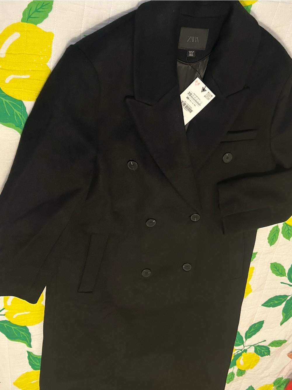 Zara Long wool blend Black Double-Breasted Coat - Picture 13 of 15